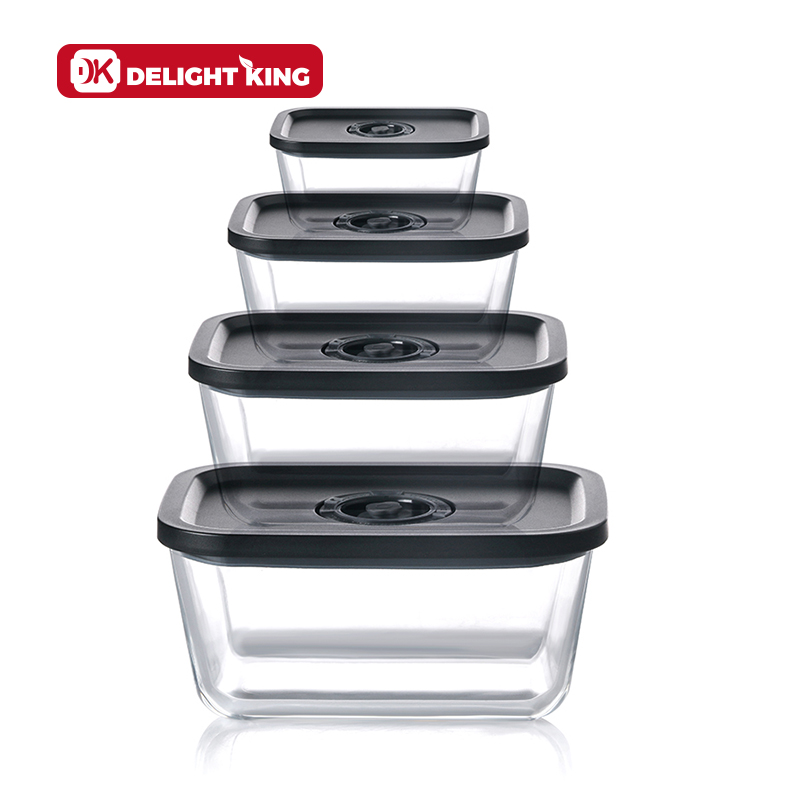 Vacuumed high borosilicate glass food container with vacuumed lid vacuumed rod