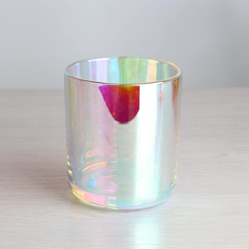 Luxury colorful 10oz iridescent holographic candle glass jars for candle making