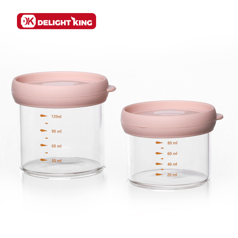Mini baby glass food containers set with silicone lid