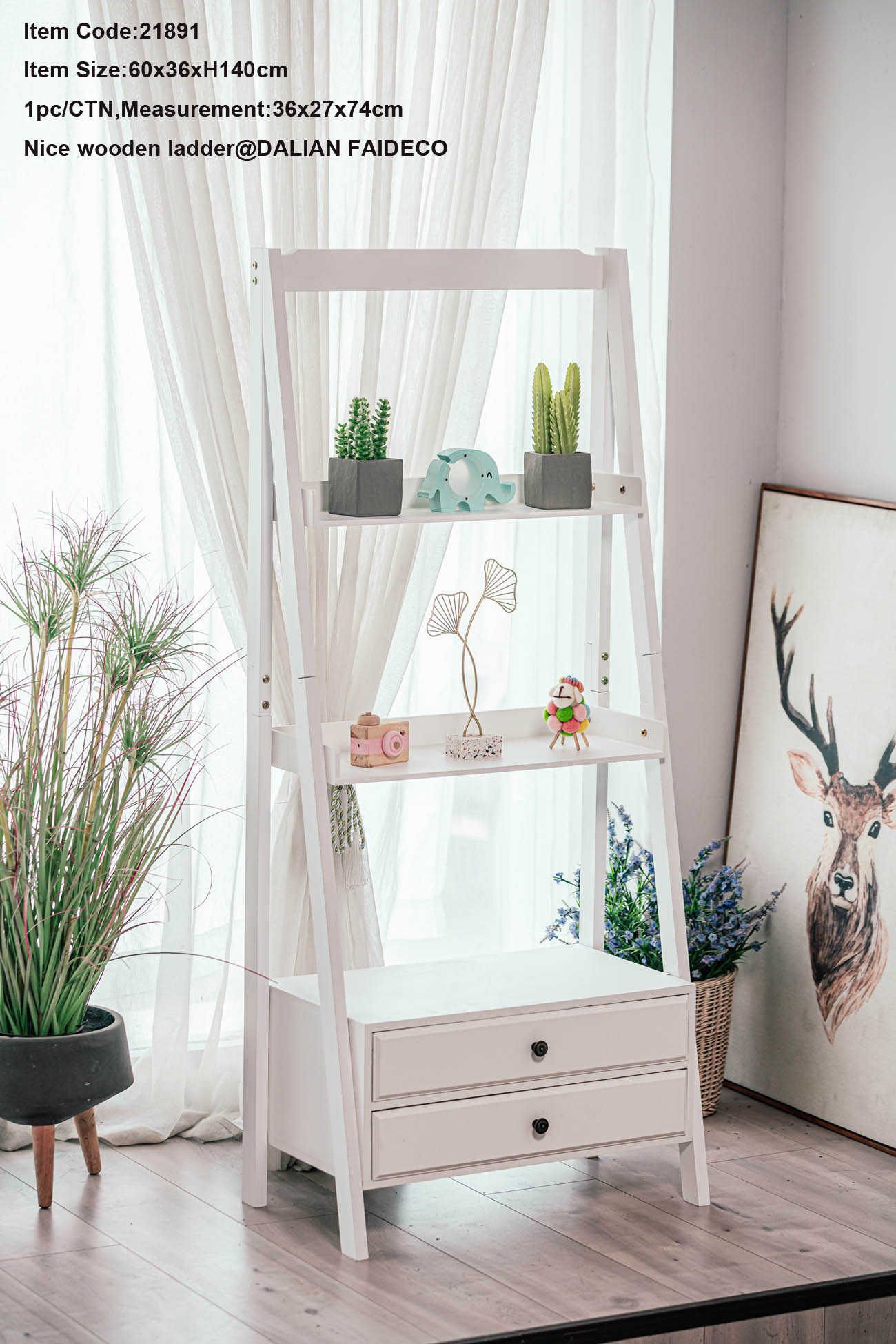 Wood standing ladder