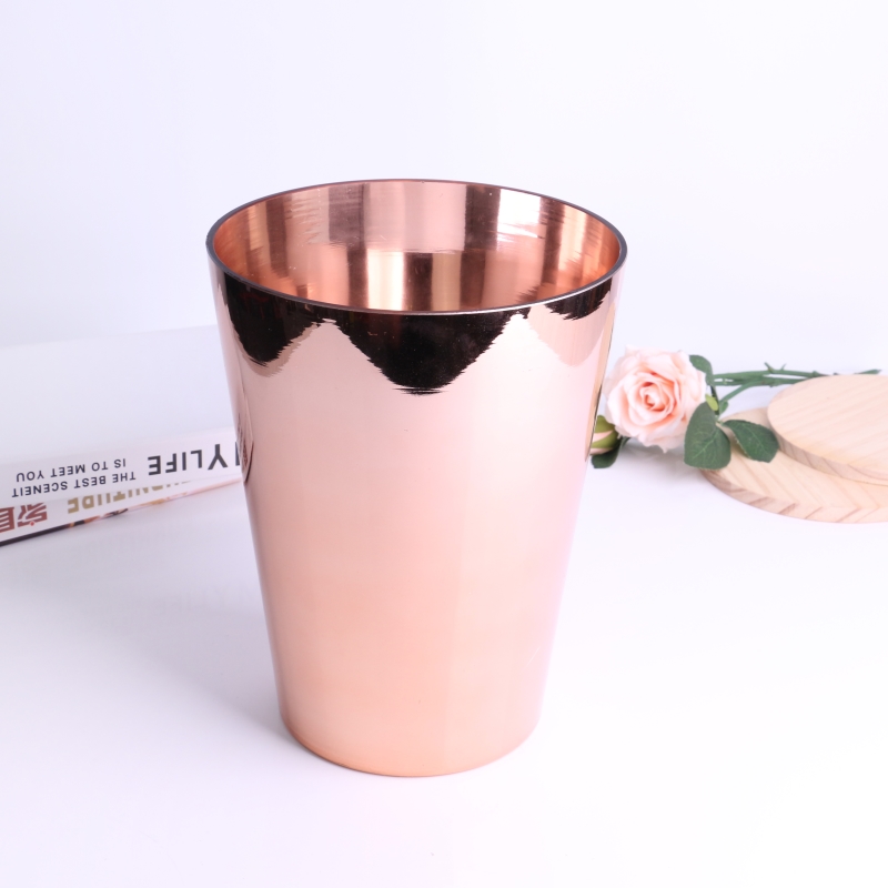 Extra large big candle jar glass electroplate rose gold color candle jars