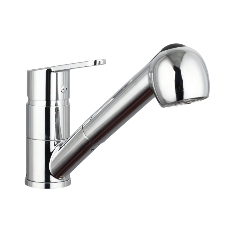 Single Lever Sprayer Head Pull Out Brass Kitchen Faucet