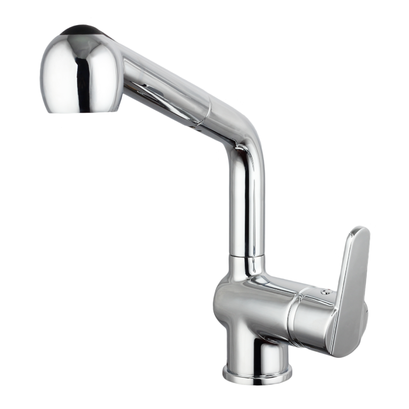 Single Lever Sprayer Head Pull Out Brass Kitchen Faucet