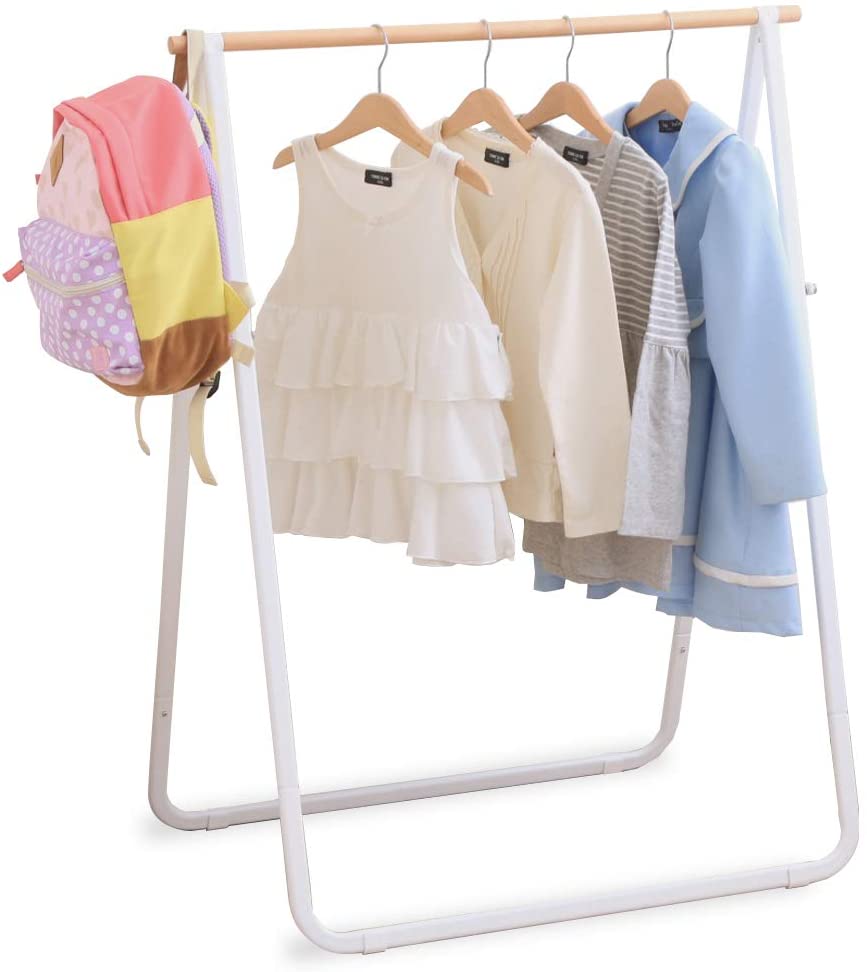 Large single pole floor hanger, iron coat hanger, Solid wood folding coat rack