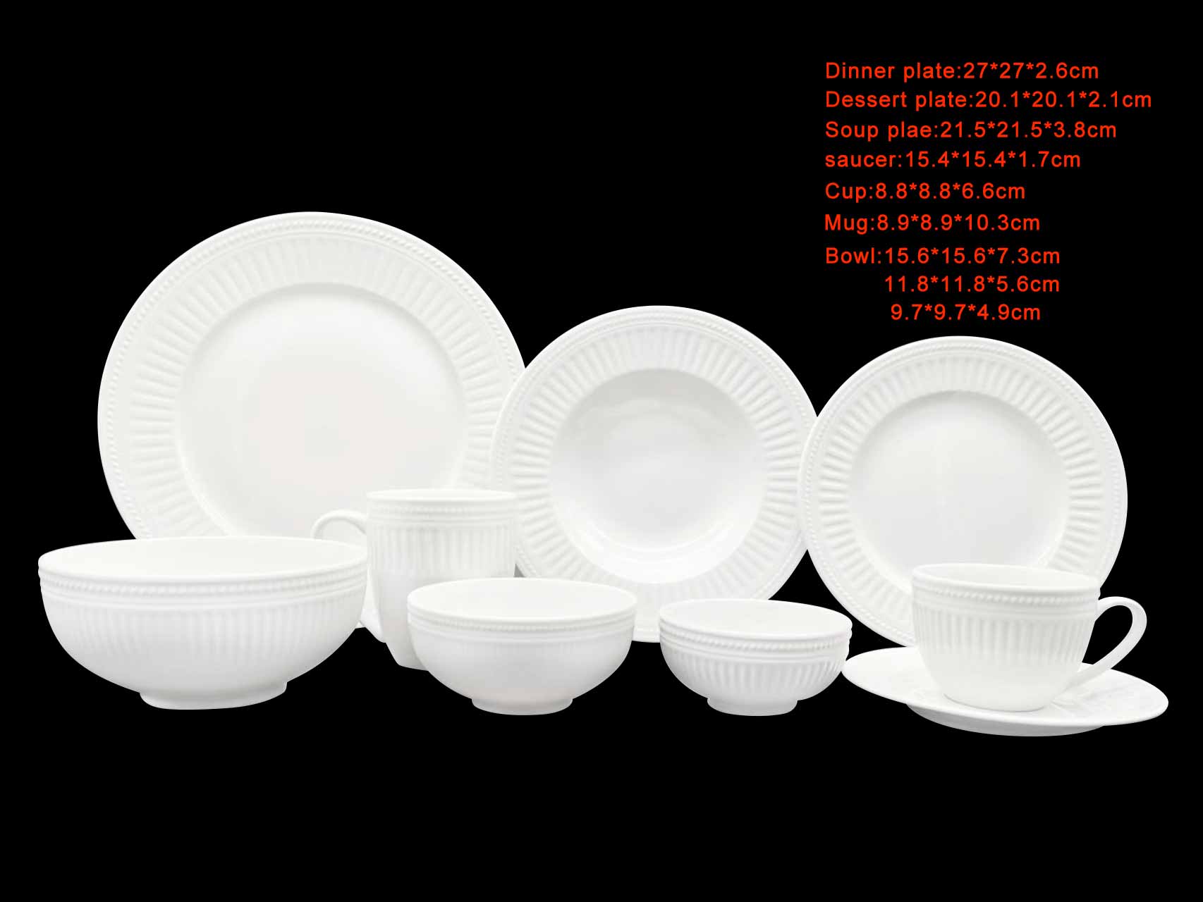 Embossed new bone china- vertical grain