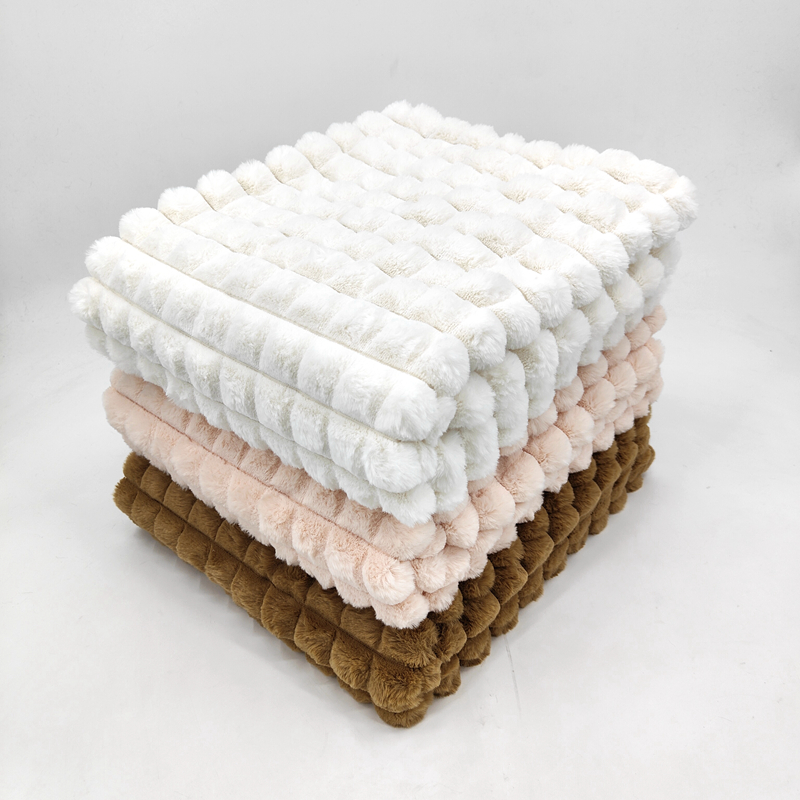 Special Cutting Ribbed Rabbit Fur Throw