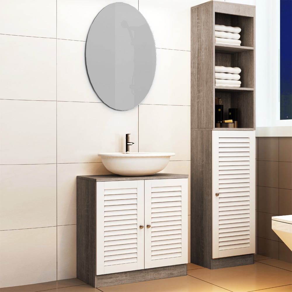 Fake Louvered Bathroom Cabinet