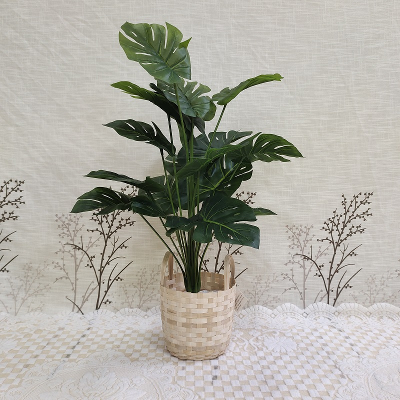 Bamboo chipwood basket artificial flowers plant pot flowers bamboo POTS