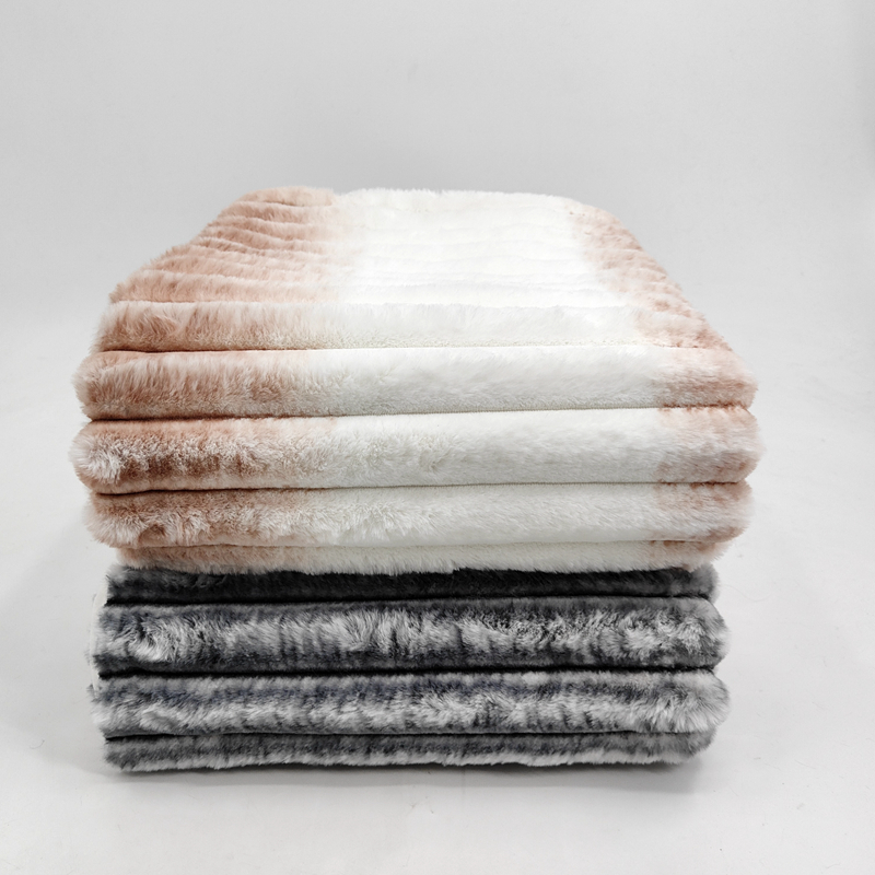 Ombre Ribbed Rabbit Fur Throw