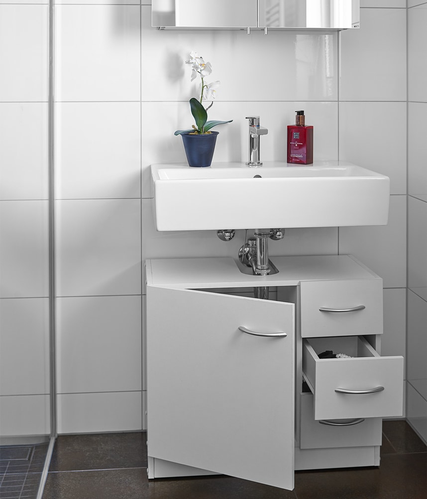 Wooden bathroom cabinet/white U-shaped locker