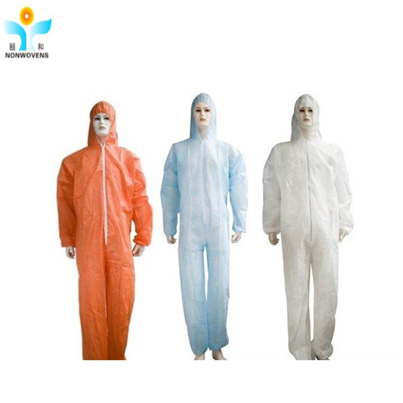 PP SMS nonwoven blue disposable coverall used in industry and chemical