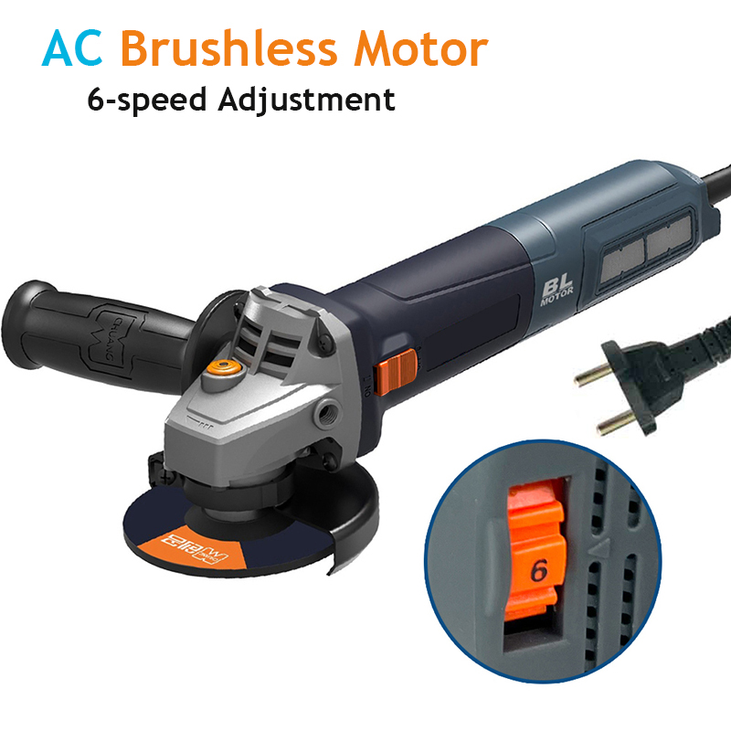 1300W 6 Speed AC Brushless Angle Grinder with Soft start Anti-restart Kickback Protection