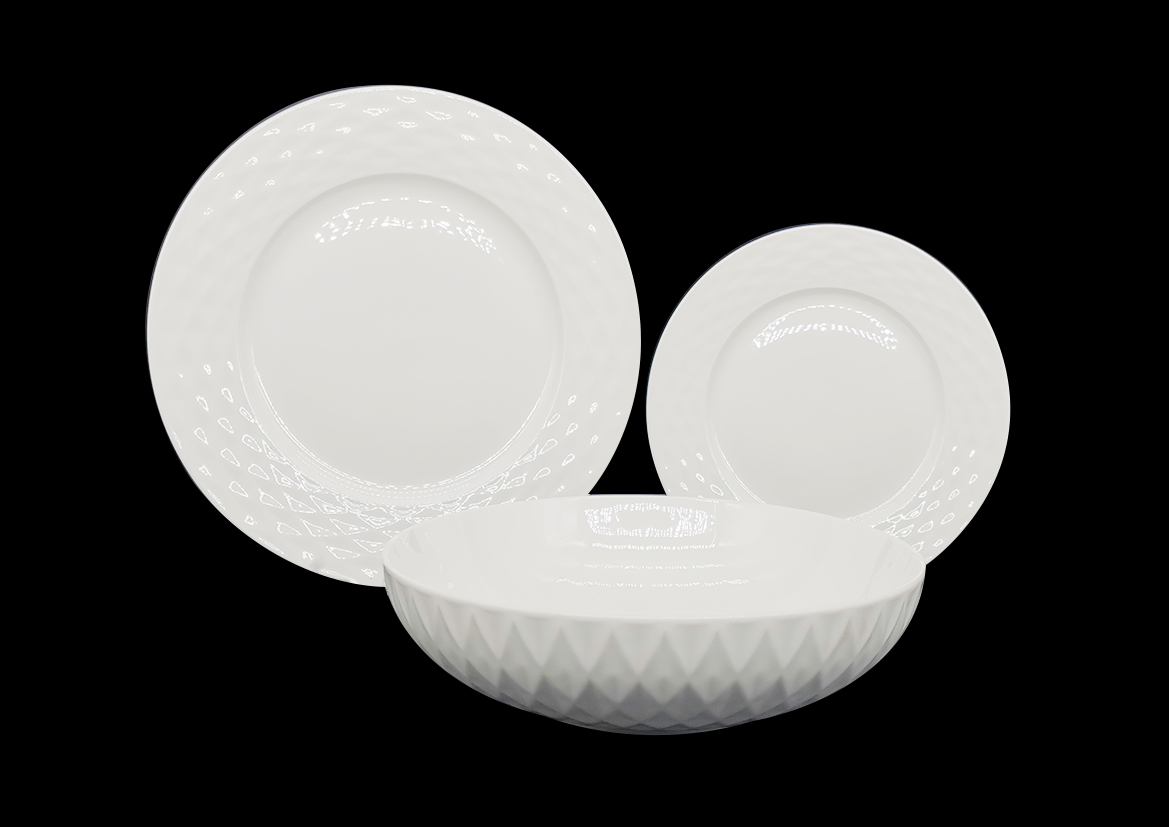 Embossed new bone china dinnerware