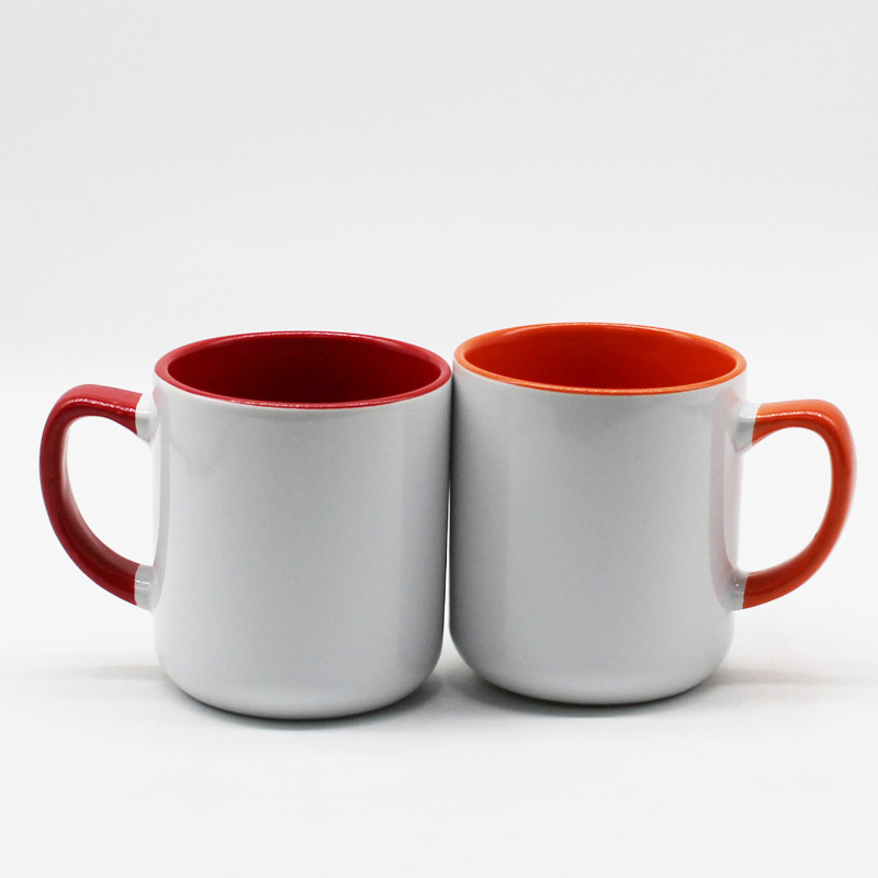 Ceramic mug with inside color and color handle