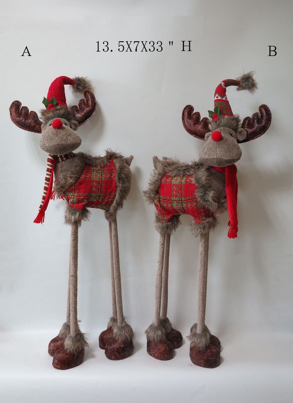 Red & Brown Series Standing Moose/Reindeer With Four Legs Christmas Decoration