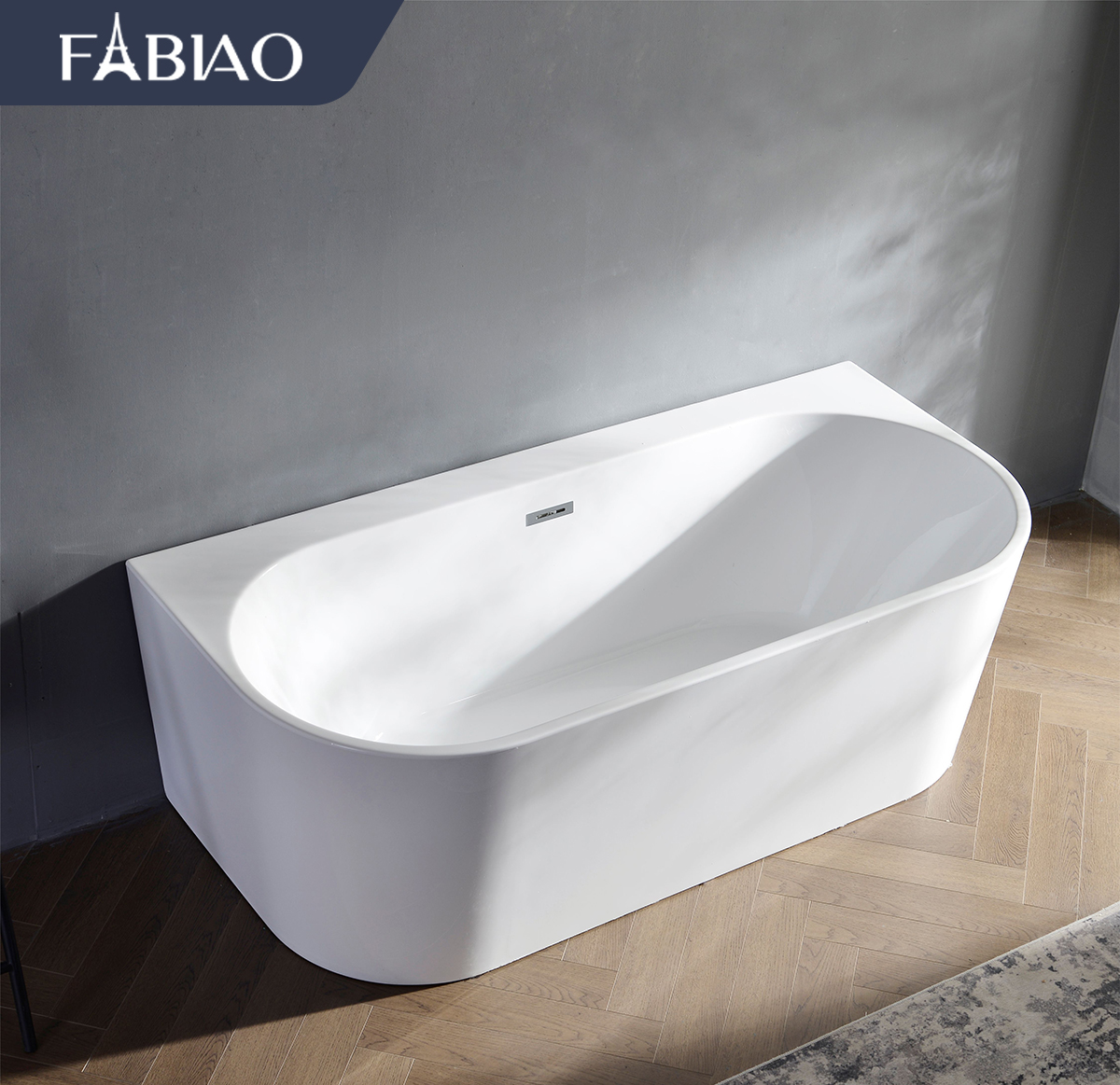 FABIAO back to wall acrylic bathtub indoor corner bath tub