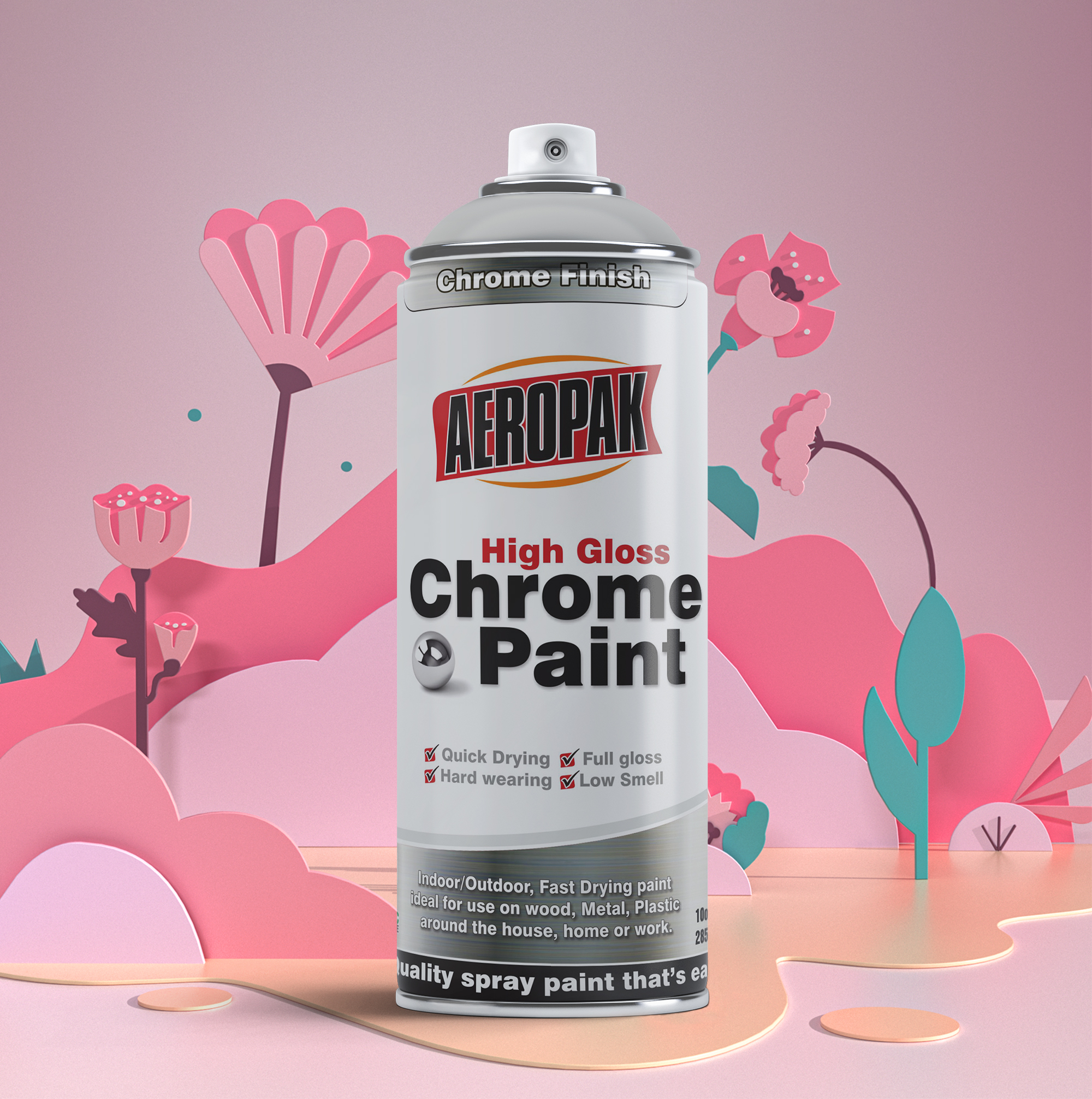 Aeropak 400ml Aerosol Mirror Chrome Spray Paint