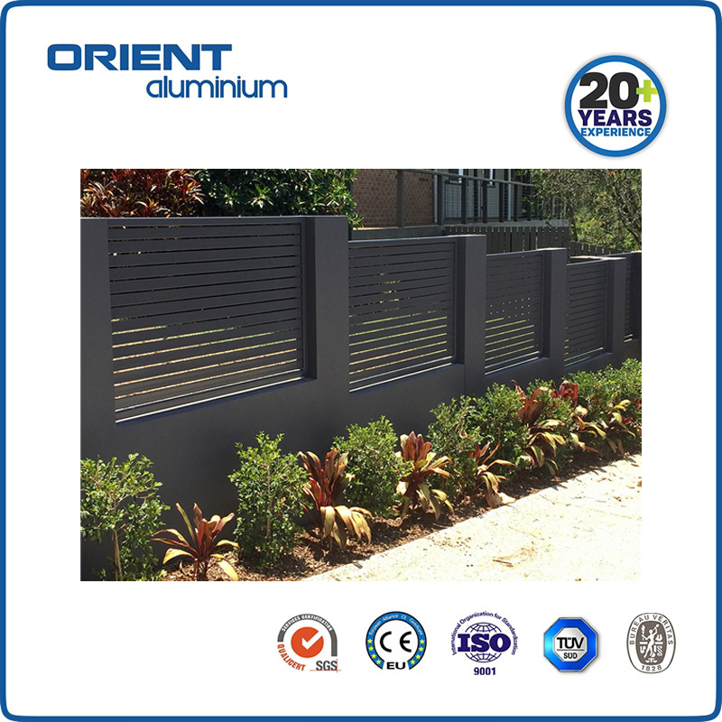 Factory supply Modern design horizontal powder coating dark grey aluminum slat fence