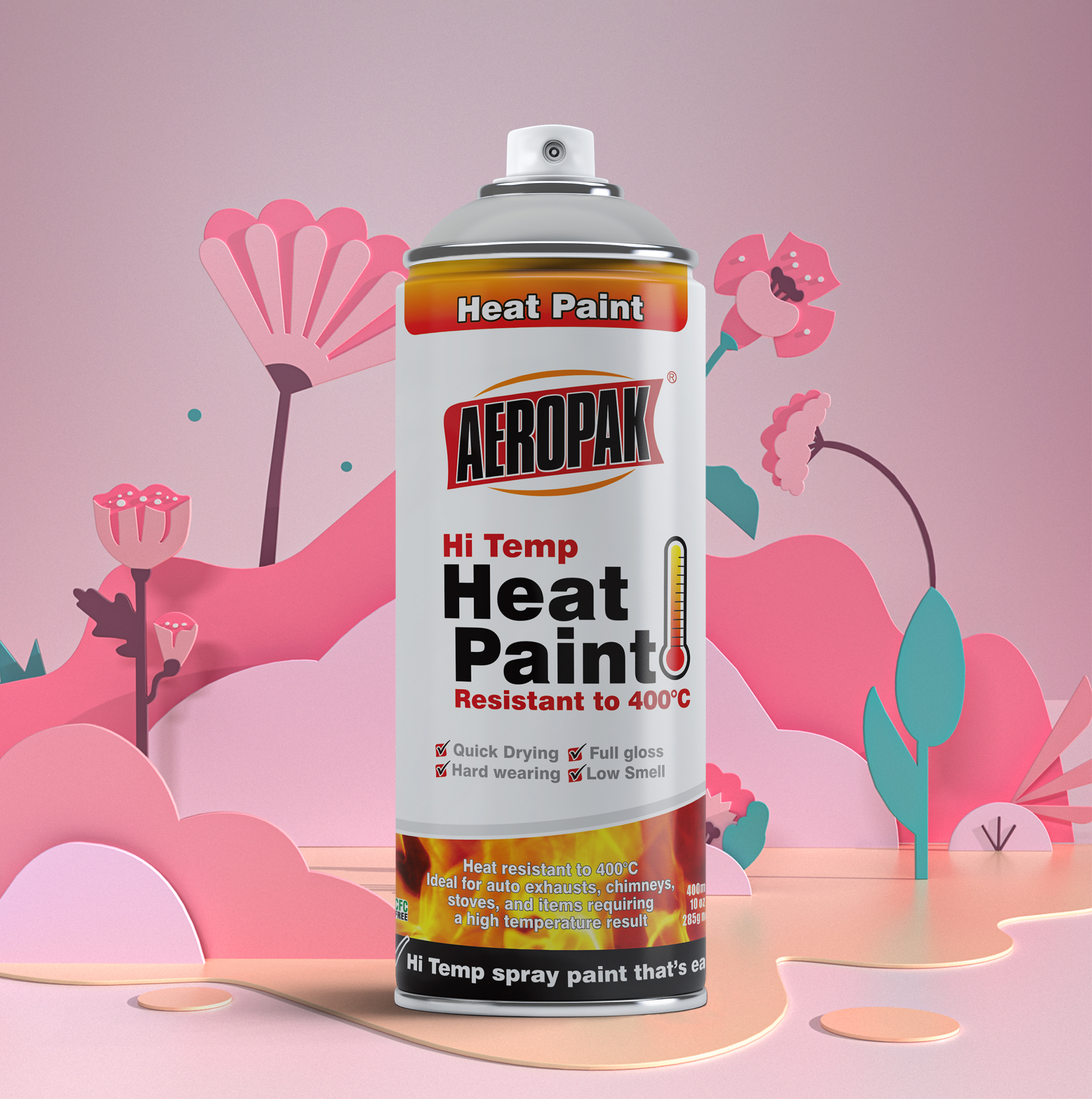 Aeropak 400ml Aerosol High Temperature High Heat Resistant Spray Paint