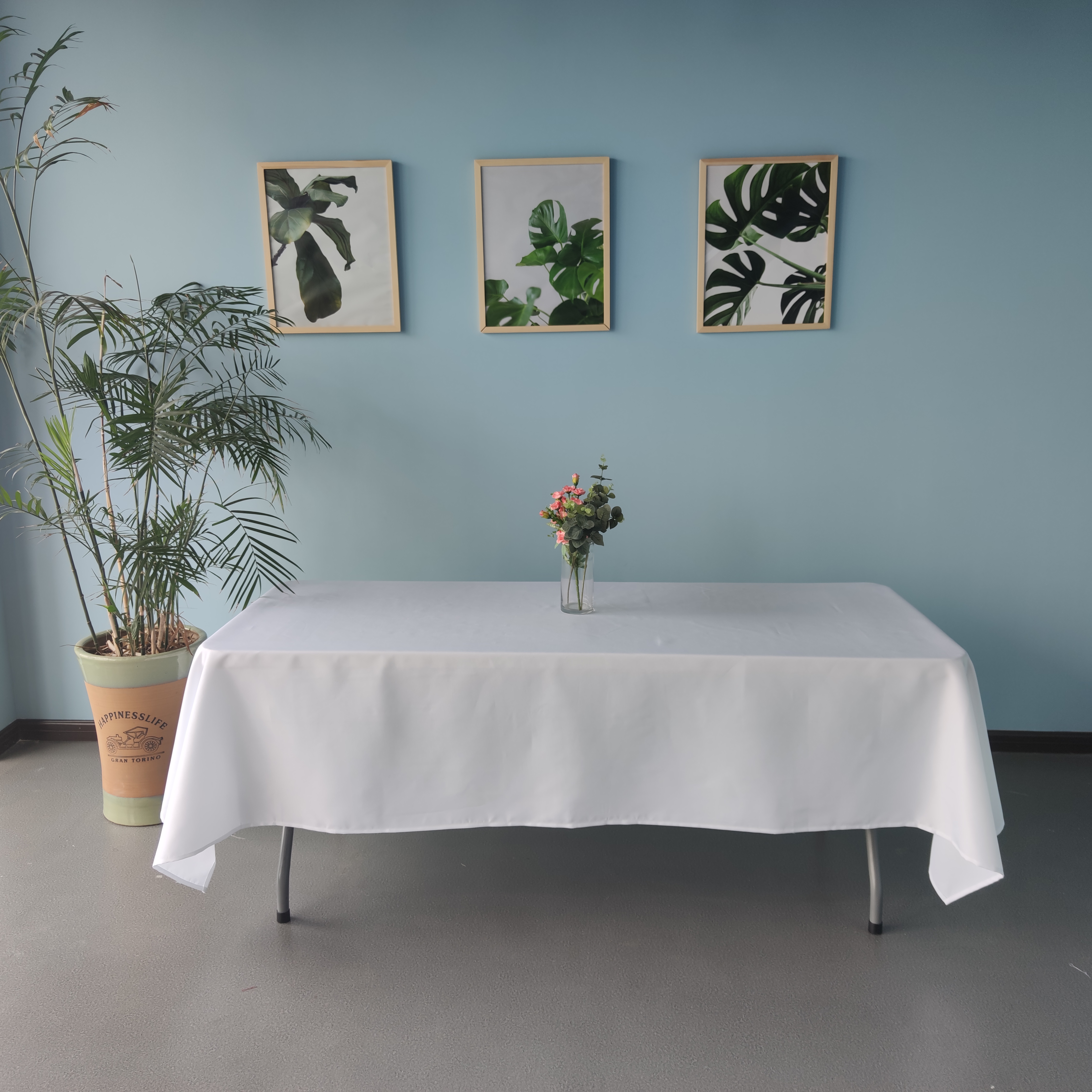 Wholesale rectangle polyester white party table cloth banquet tablecloths for sale