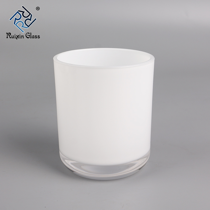 Wholesale white glass candle jar 8oz round bottom glass candle jars