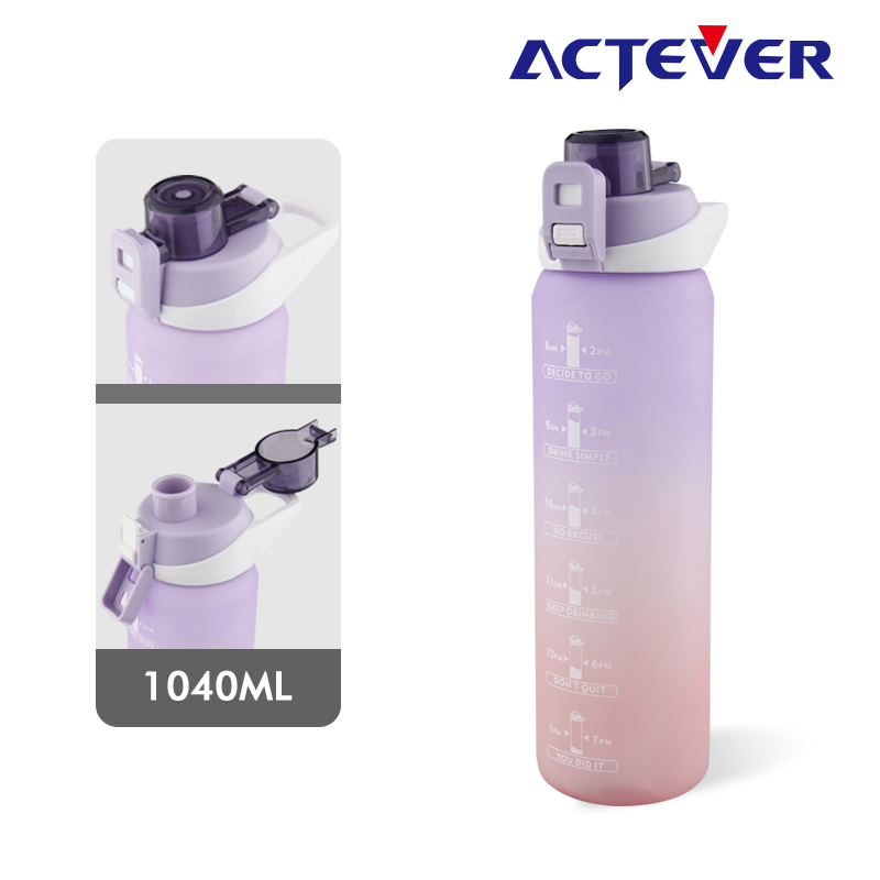 C22010 1040ml plastic sports water bottle with one click open locking and handle lid