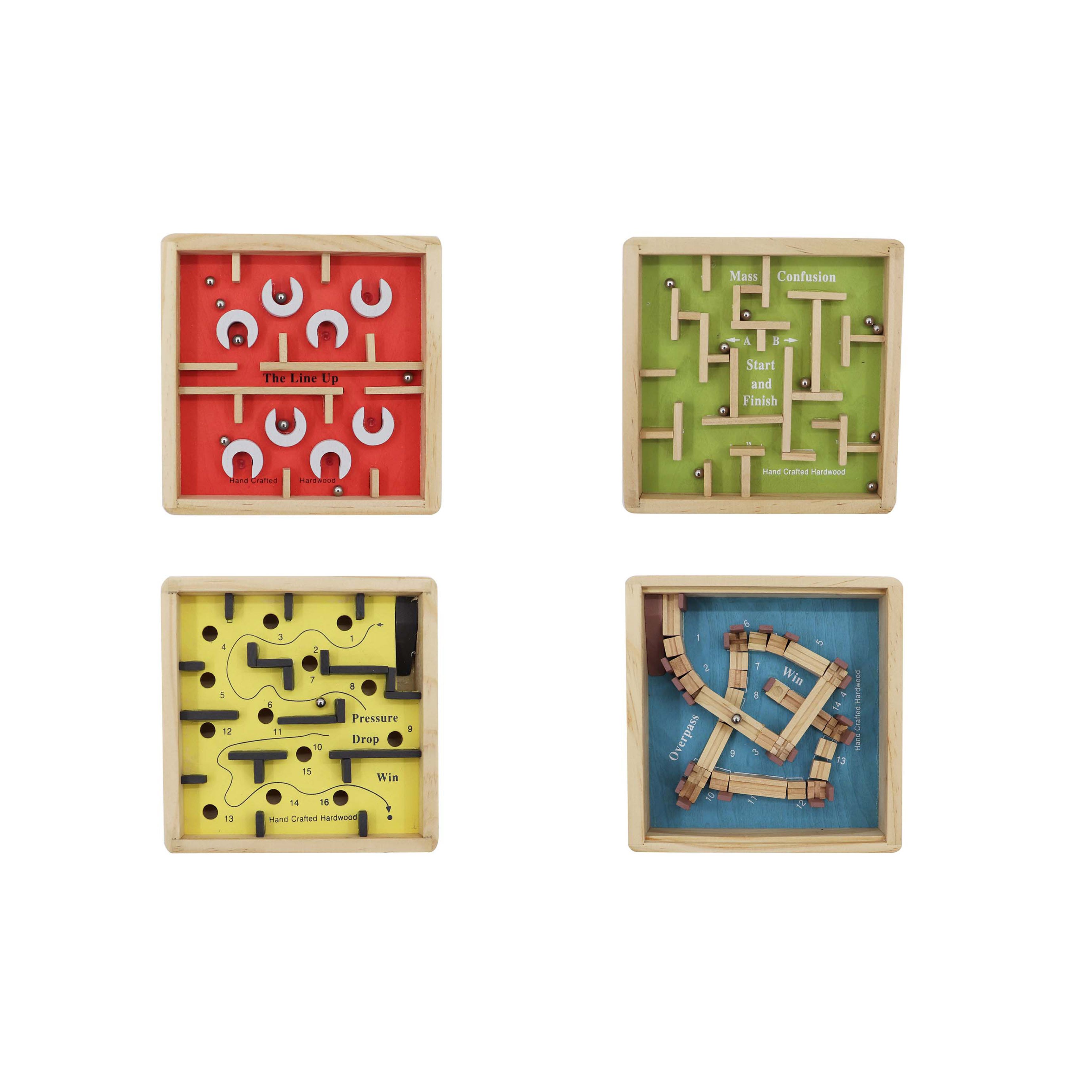 Lindatoy wooden mini labyrinth puzzle game toy for kids in 4 color style