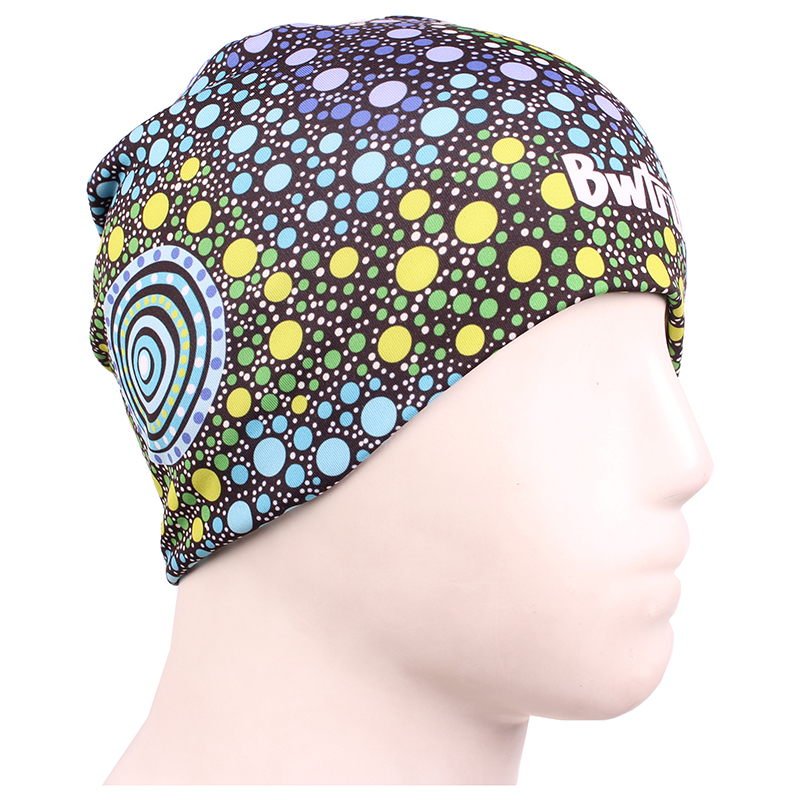 Running beanie cap with reversible print breathable quick dry lightweight for winter running cycling