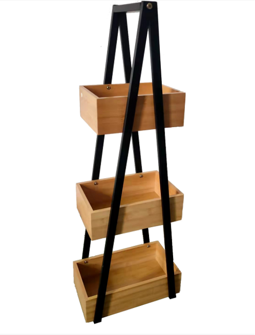 Bamboo Metal Storage Box Rack