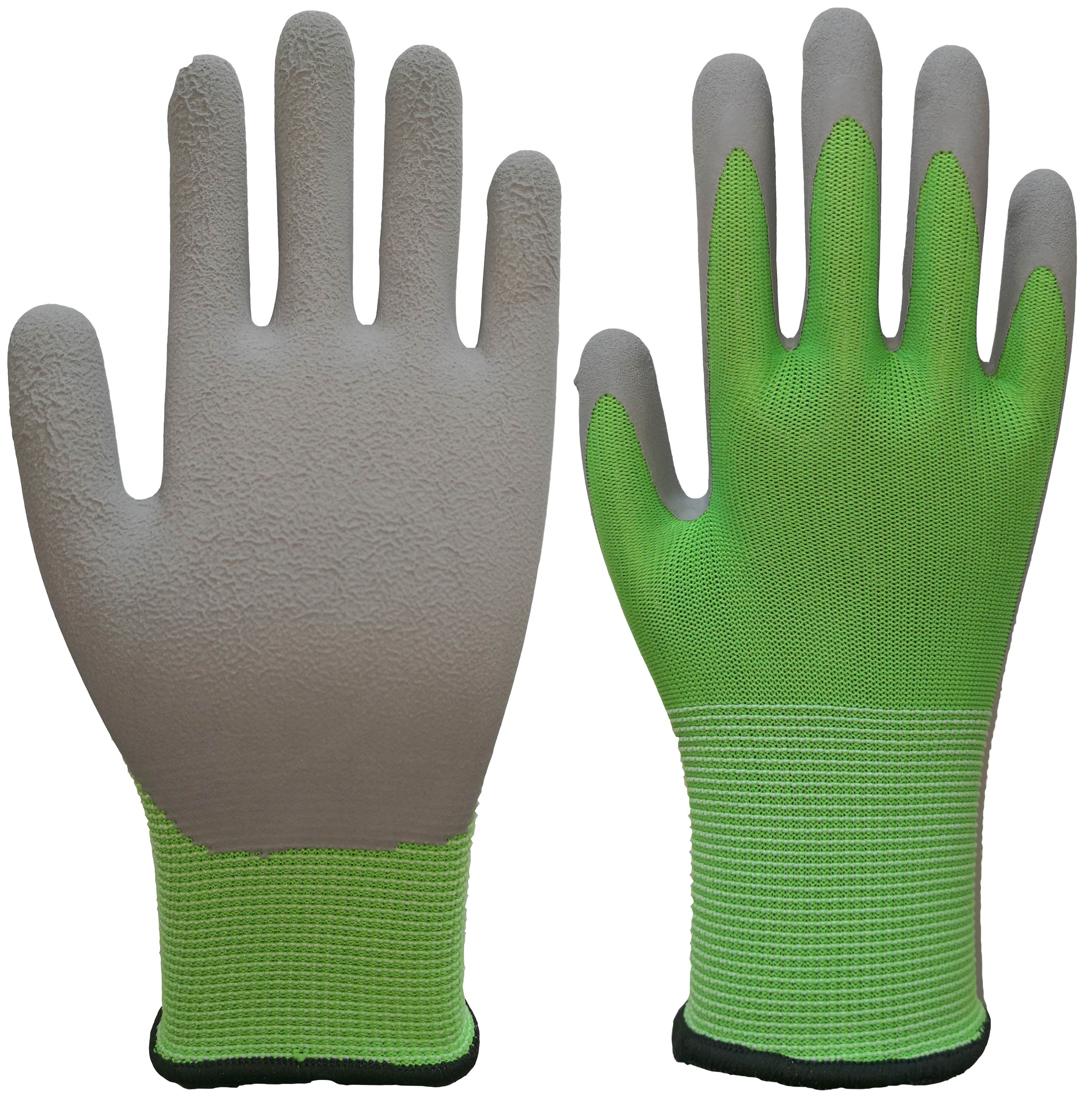 Bamboo Gardening gloves,foam latex palm coated glove with color printing liner, softer feeling