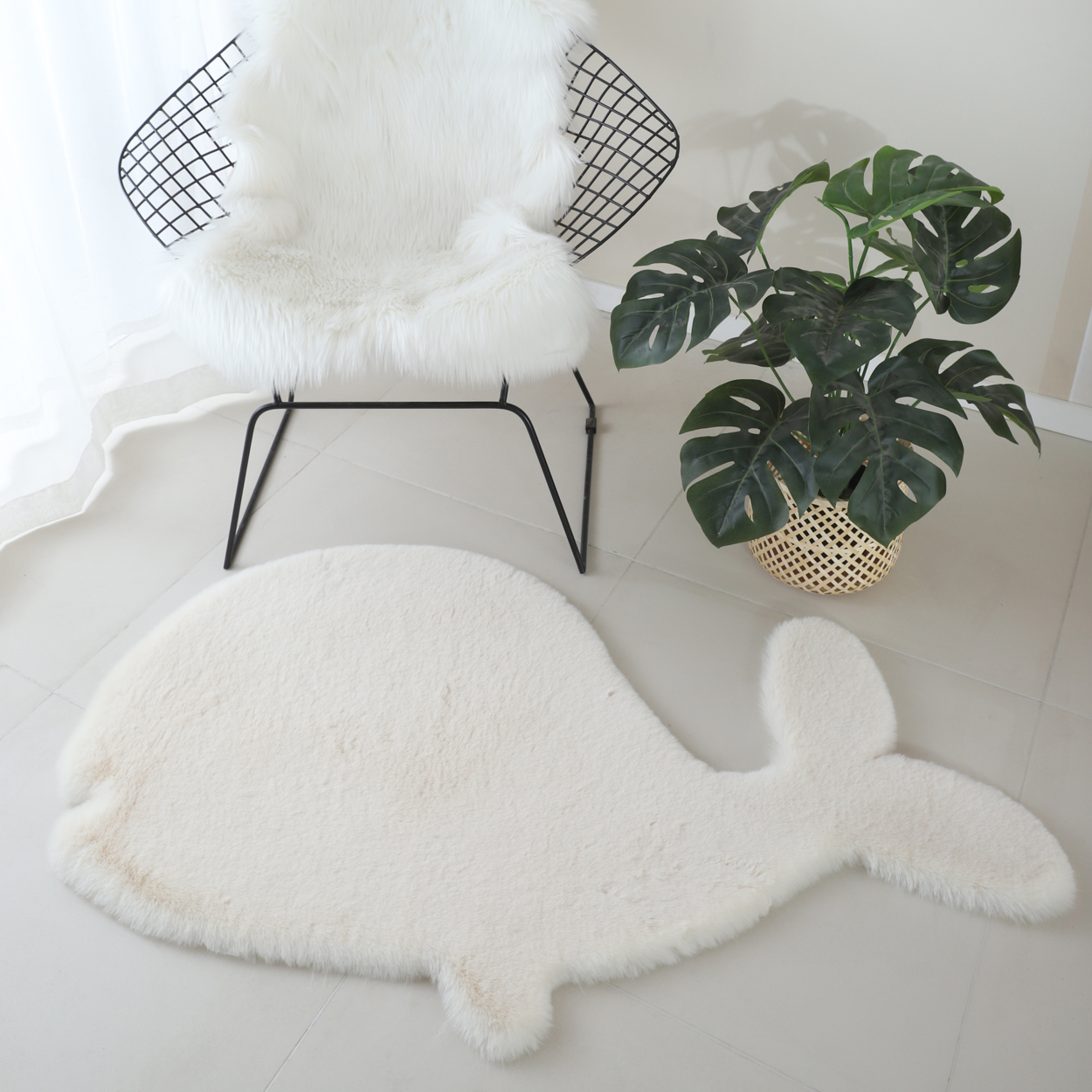 Faux Rabbit Fur Shaped Kids Rug
