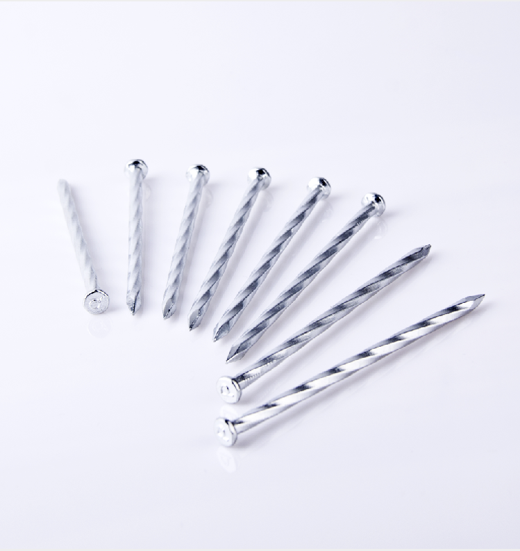 Angular spiral steel concrete nails