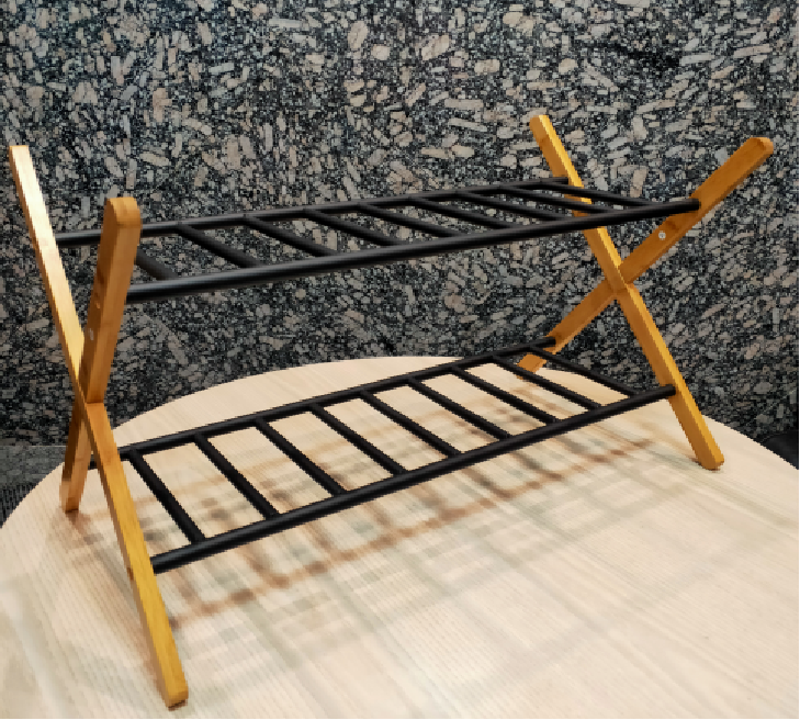 Bamboo Metal Shoe Rack