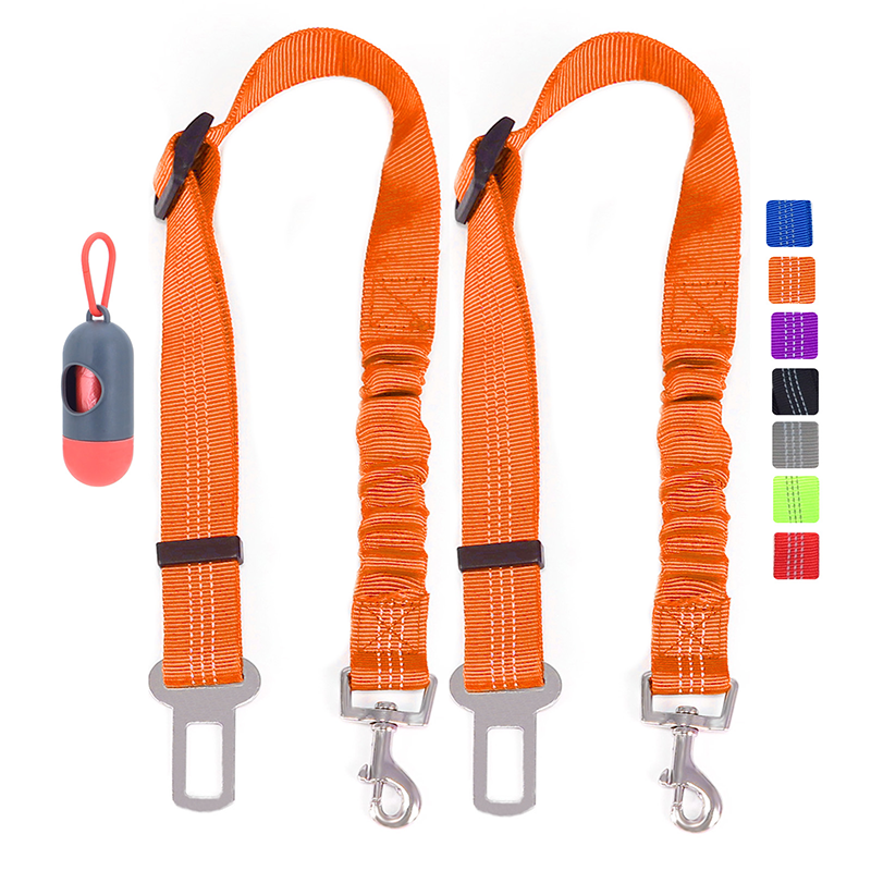 2-Pack Reflective Safety Seatbelt for Dog in Car + 1 Dog Poop Dispenser