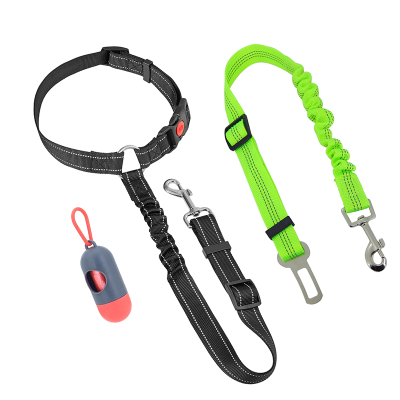 2-Pack Car Seat Belt for Dog+1 Poop Bag Dispenser