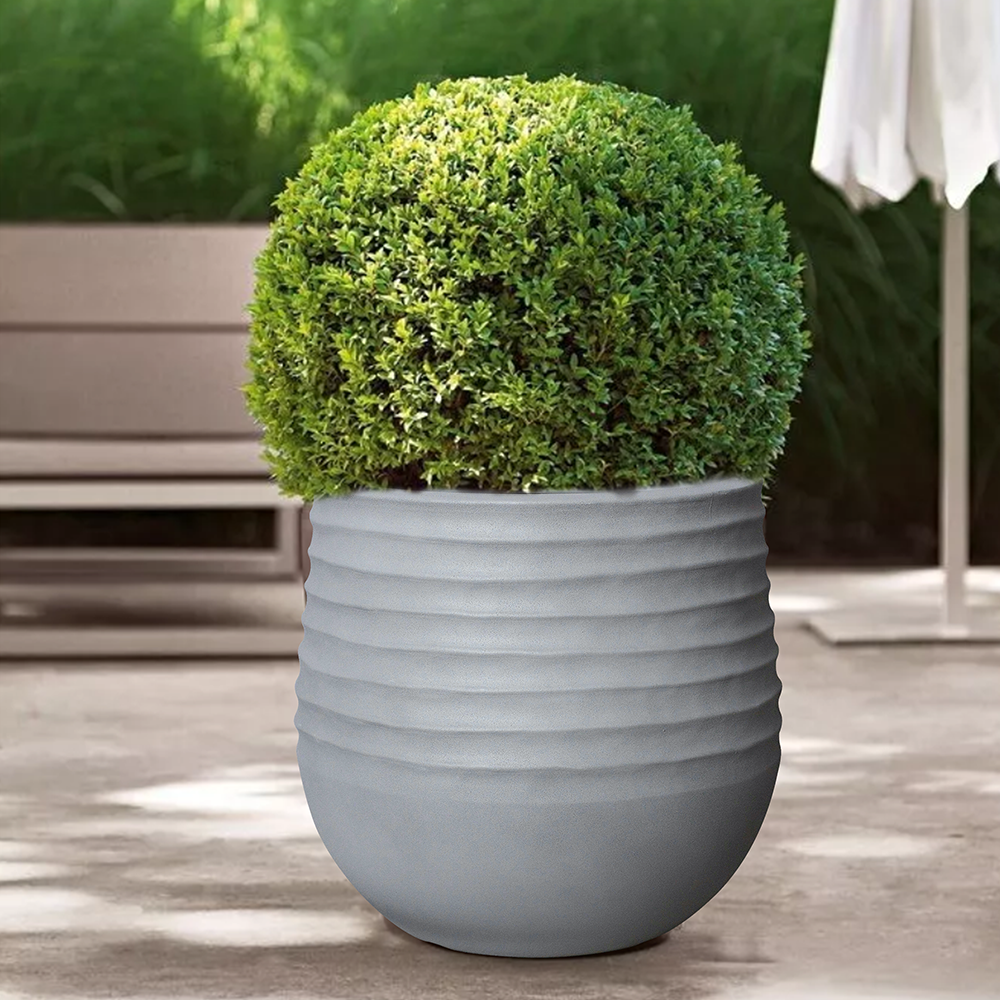Mariella Round Flower Planter Garden Planter, Light Weight Weave Pottery Outdoor Aged lite