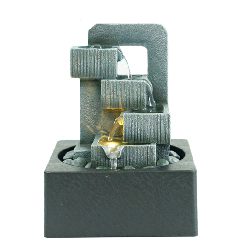 Tabletop Fountain,Waterfall Fountain Indoor of Elephant Sculpture with LED Warm Light