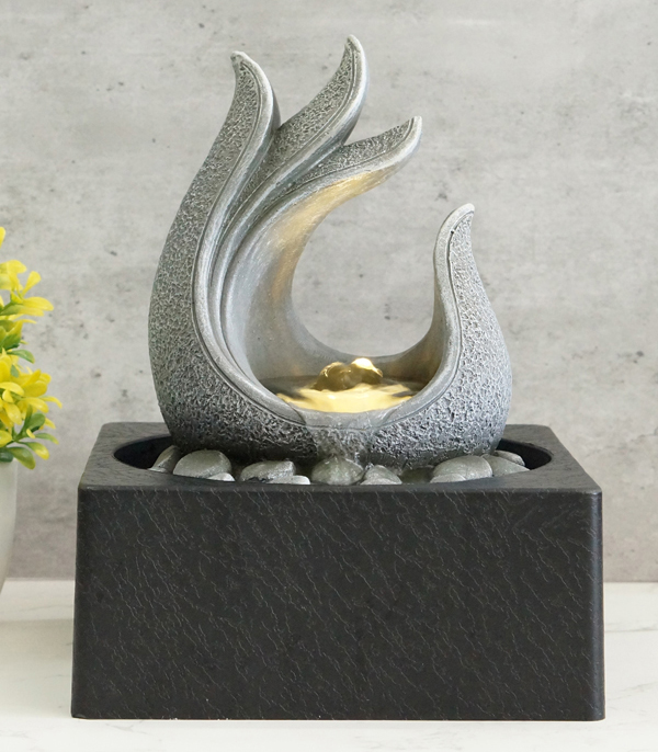 Tabletop Fountain,Waterfall Fountain Indoor of Elephant Sculpture with LED Warm Light