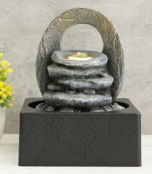 Tabletop Fountain,Waterfall Fountain Indoor of Elephant Sculpture with LED Warm Light