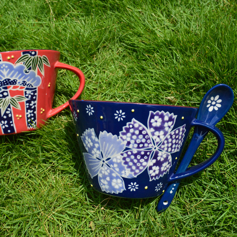 14oz porcelain coffee mug with spoon,