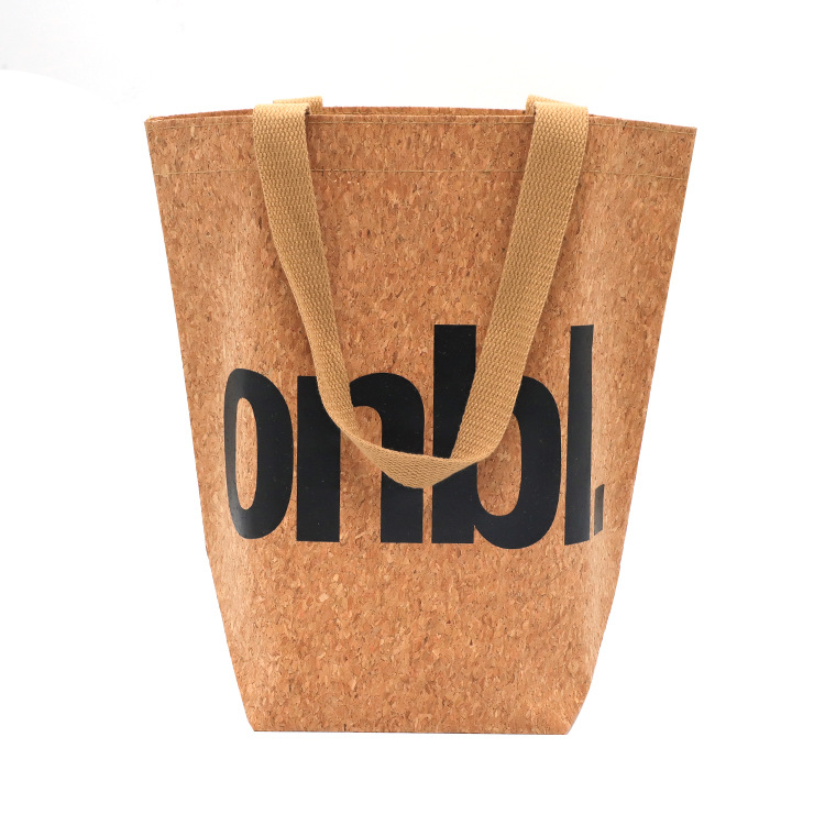 Cork Fabric Shopping Bag Unique Gift Fashion Eco Friendly Cotton Canvas Wood Grain Cork Tote Bags