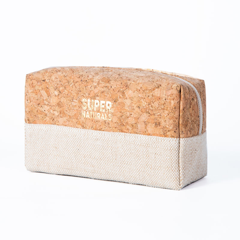 Manufacturer Custom Cotton Canvas Cork Makeup Toiletry Zipper Bag with Logo Printed Gift
