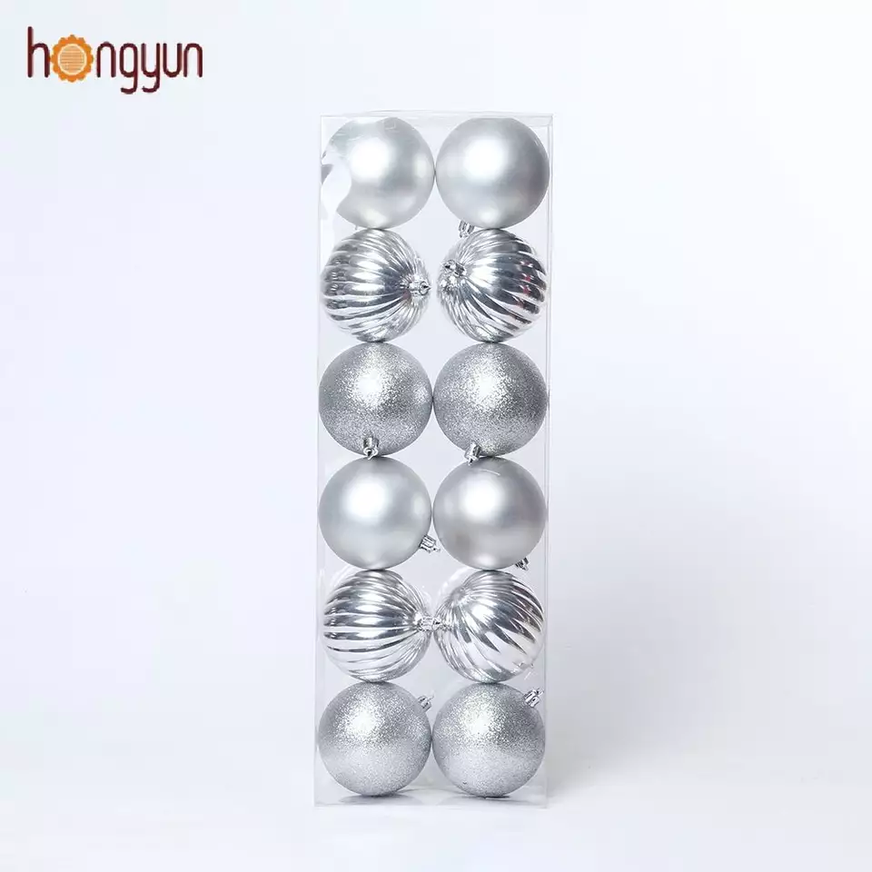 12PCS Christmas Tree Ornaments 8CM Plastic Christmas Ball