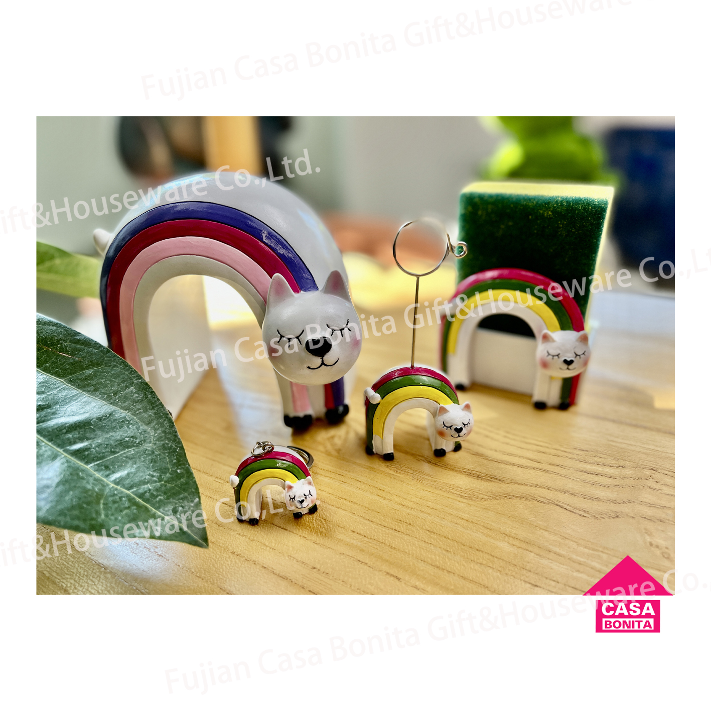 Rainbow Cat sponge frame card holder key chain