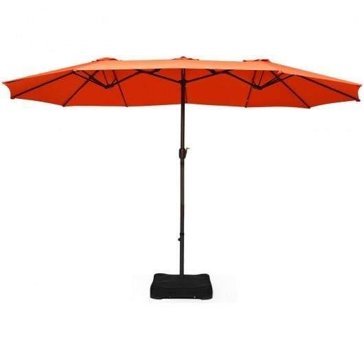 Extra Large Patio Double Sided Umbrella with Crank and Base