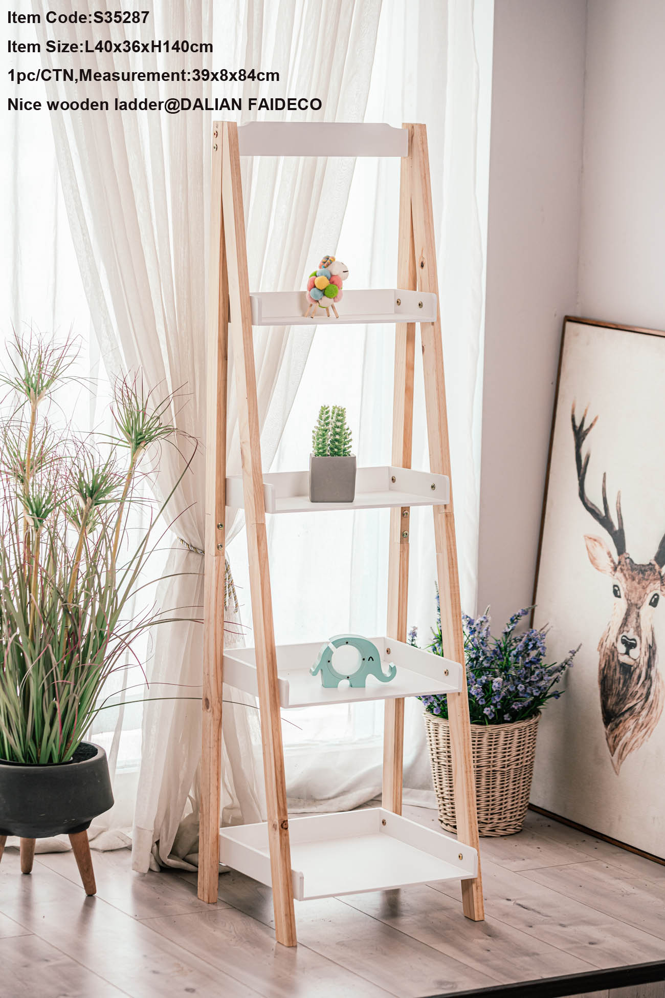 Wooden standing ladder