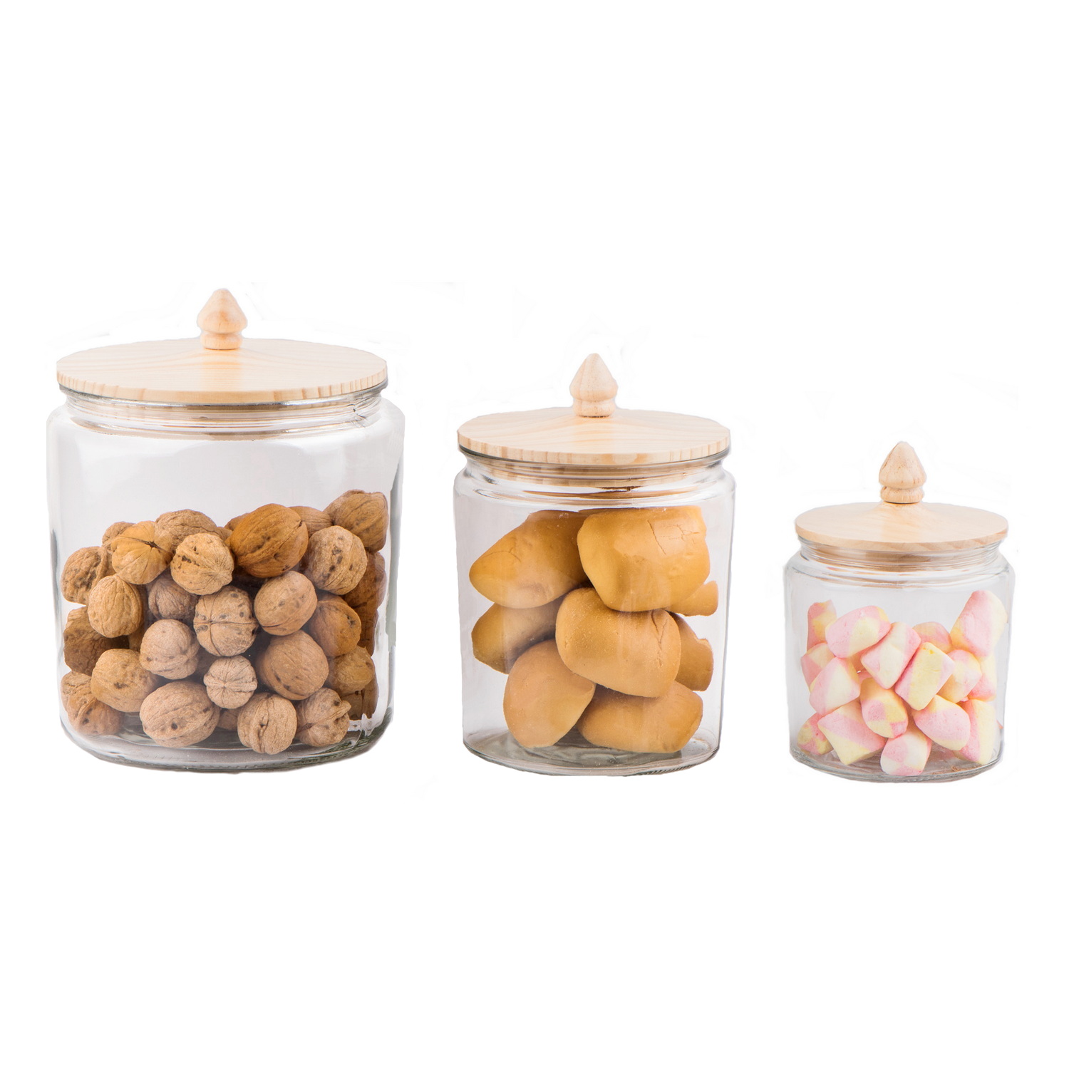 Big capacity round glass jar for food storage with wooden lid CCP773W