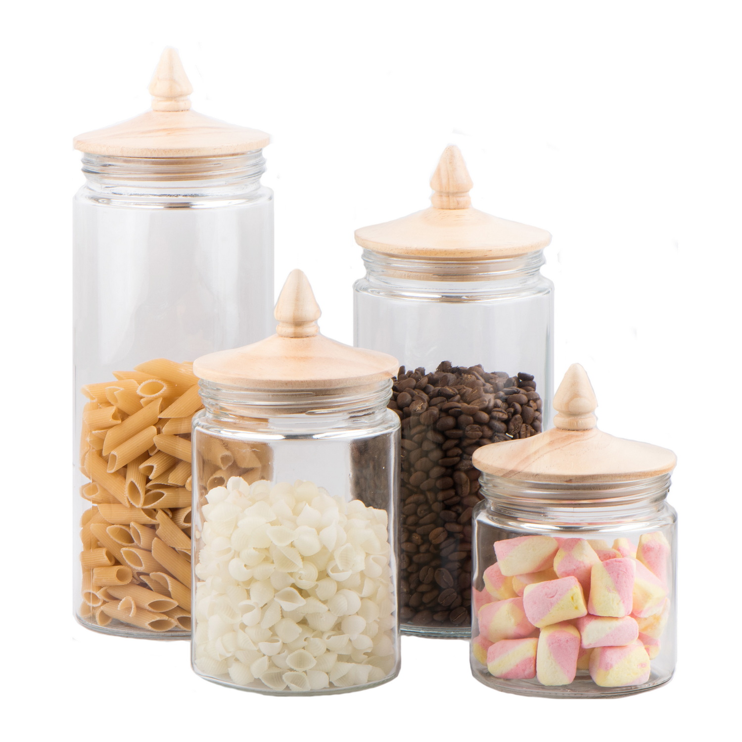 Big capacity round glass jar for food storage with wooden lid CCP056W