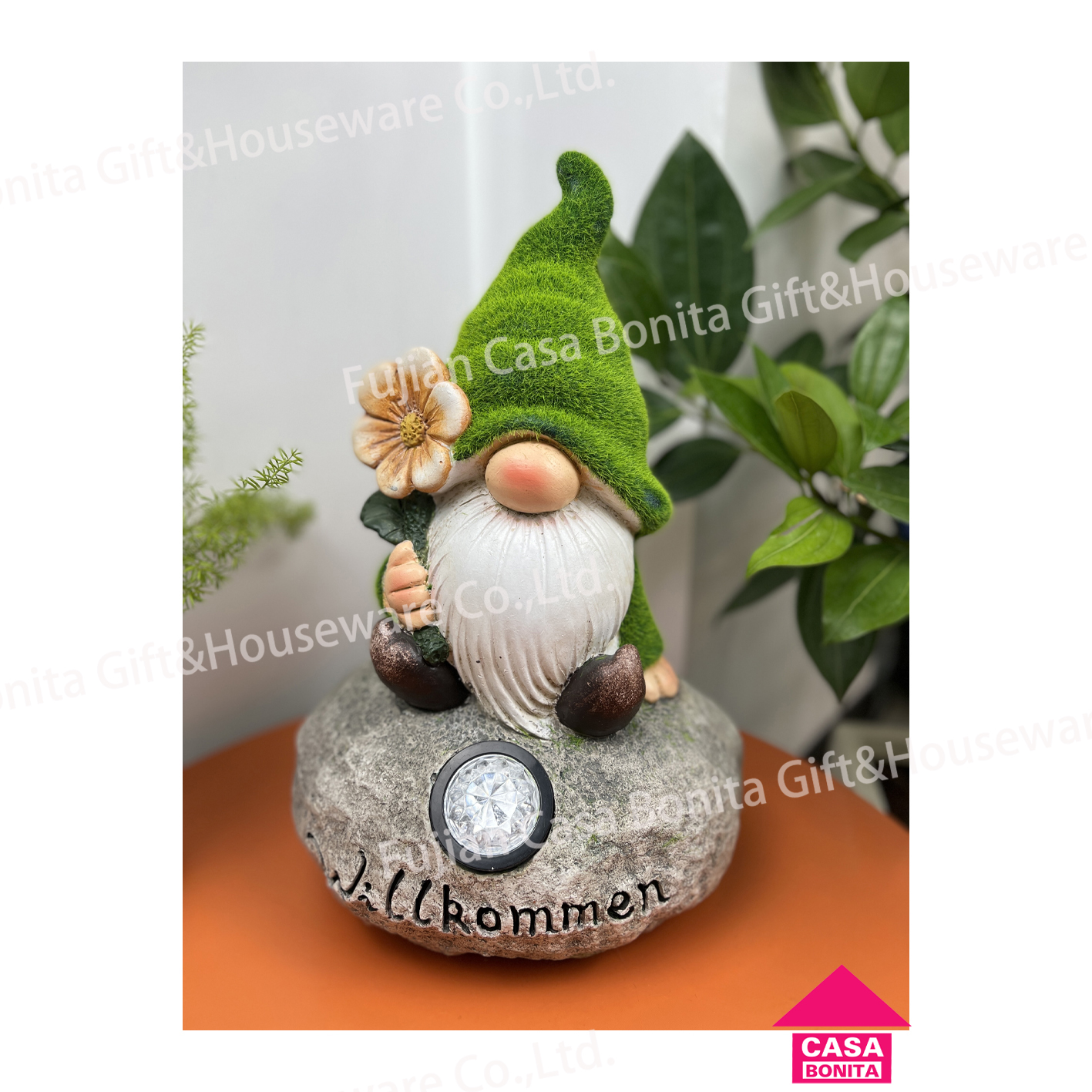 Flocking garden dwarf LED lamp ornaments