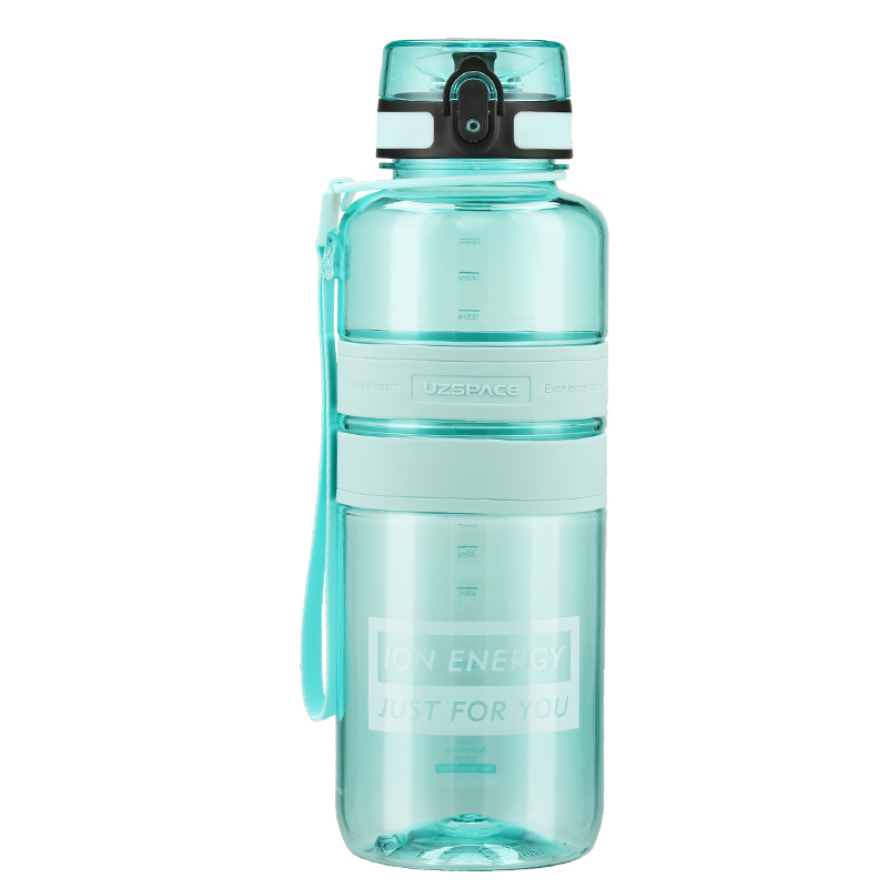 UZSPACE 1500ml motivational schedule sports leakproof bpa free plastic drinking water bottle